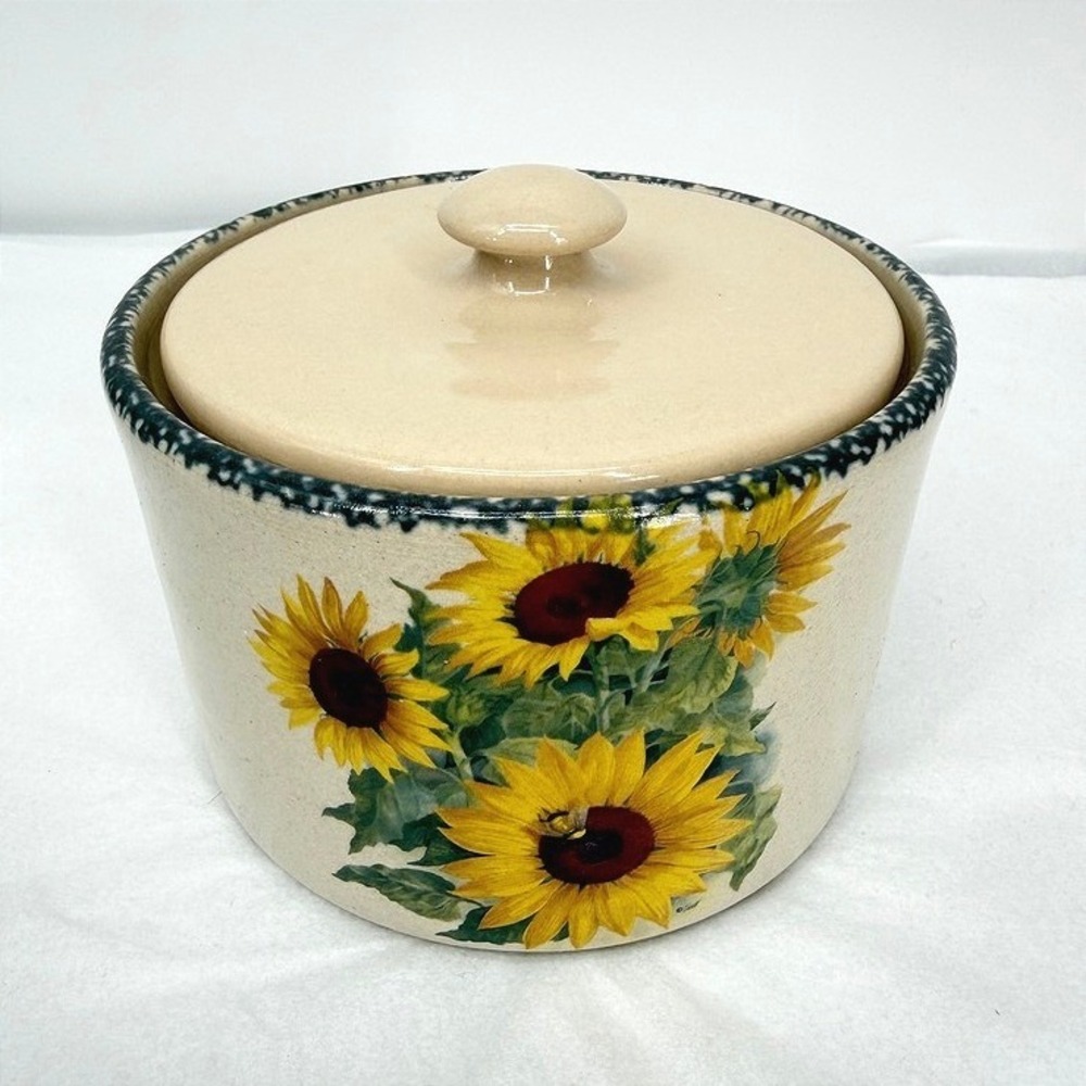 Home & Garden Sunflower Stoneware Crock Lid Vintage Kitchen Decor USA Made